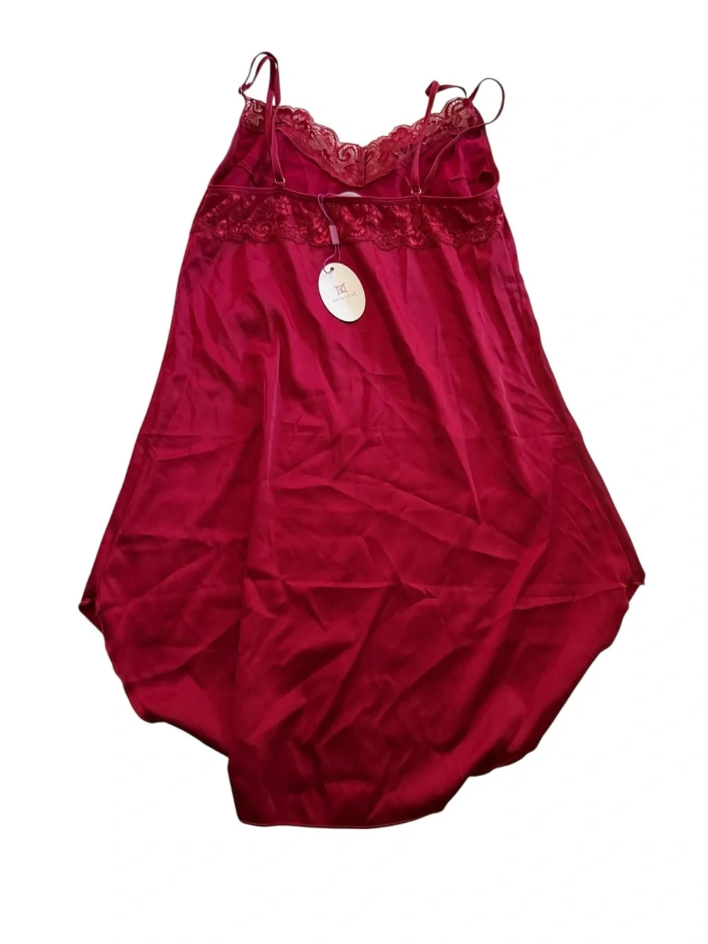 Avidlove Red Satin Lace Chemise Set Small Euro Summer Coquette Lingerie NWT